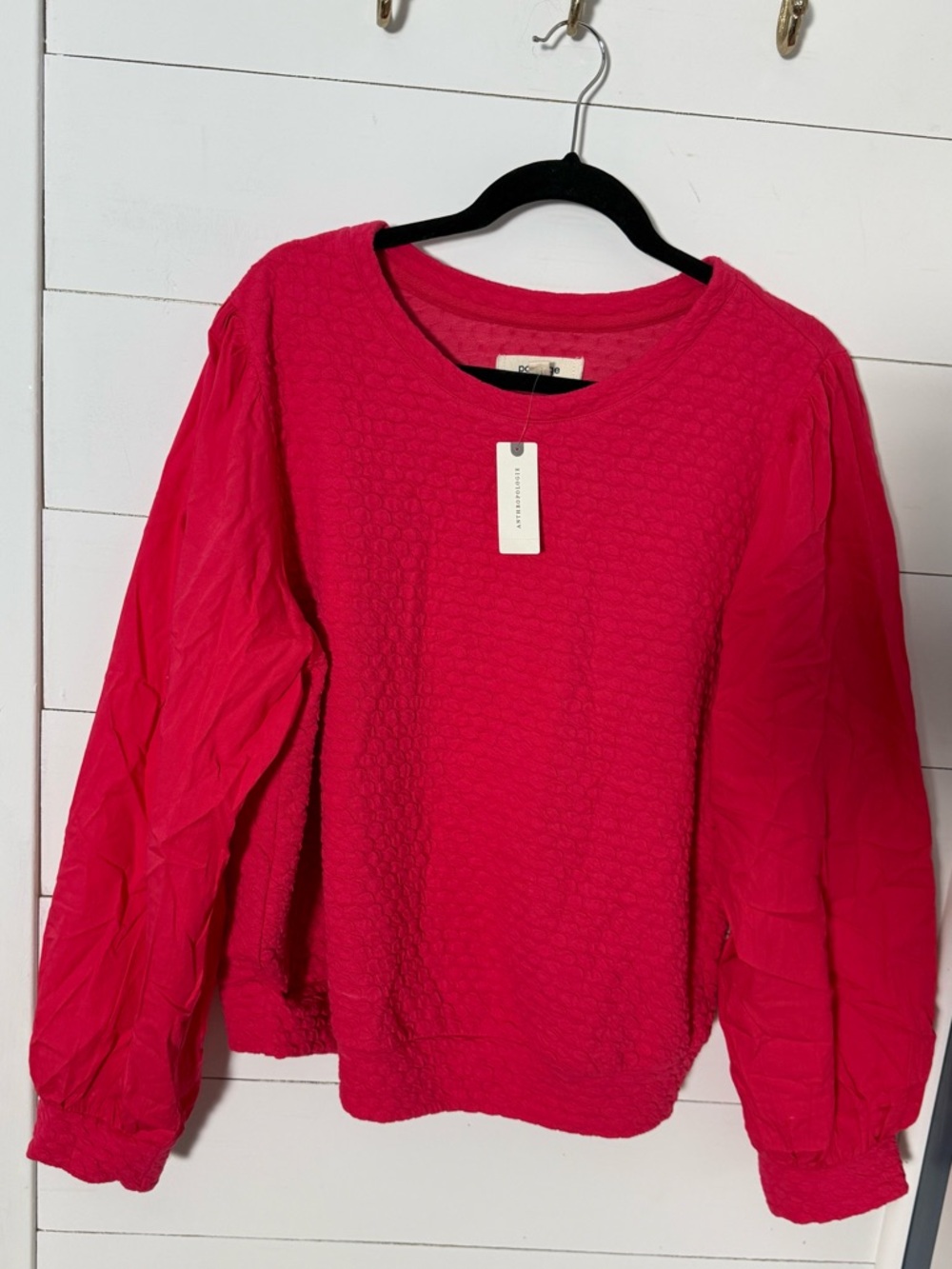 NWT Anthropologie Porridge Clothing Women's Bubble Texture Rose Blouse XL